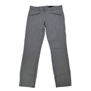 Gap Cropped Geometric Print Dress Pants Navy/Cream Zip Pockets Size 4R